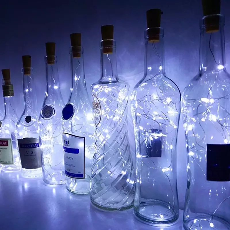 ضوء خرافي زجاجة النبيذ مع أضواء سلسلة الفلين ، ديكور الحزب ، أضواء بار ، إكليل ، 10 المصابيح ، 20 المصابيح