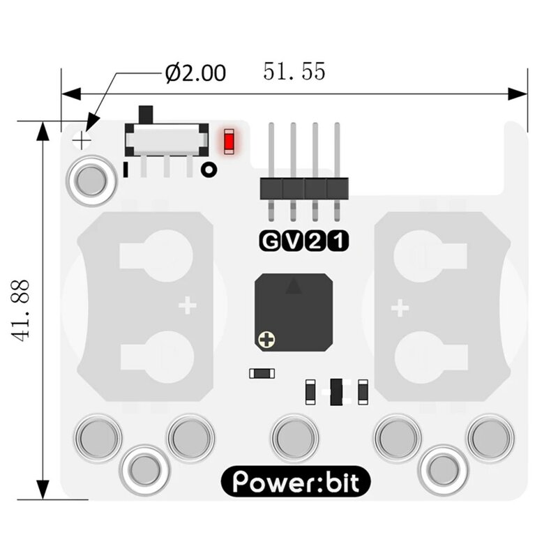 ELECFREAKS micro:bit Power:bit moduł rozszerzeń zasilany baterią CR2025 dla dzieci Program mikrobitowy urządzenia przenośne zegarka