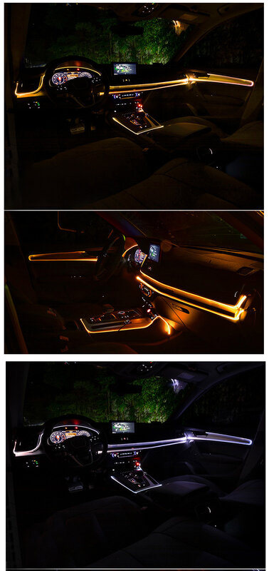 Tiras de luz ambiente LED para carro, luz atmosférica, lâmpada de linha fria, corda flexível, acessórios interiores, 1 m, 2 m, 3 m, 5m