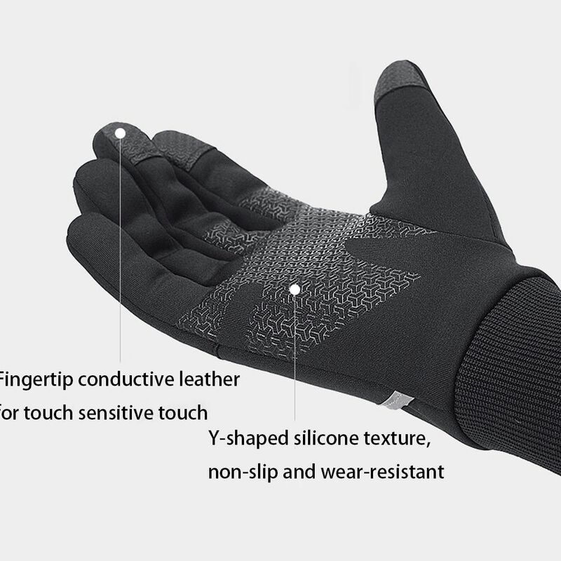 Reflective Logo Full Finger Anti-sweat Autumn Winter Gloves Touch Screen Gloves Fashion Male Mitten Men Outdoor Gloves