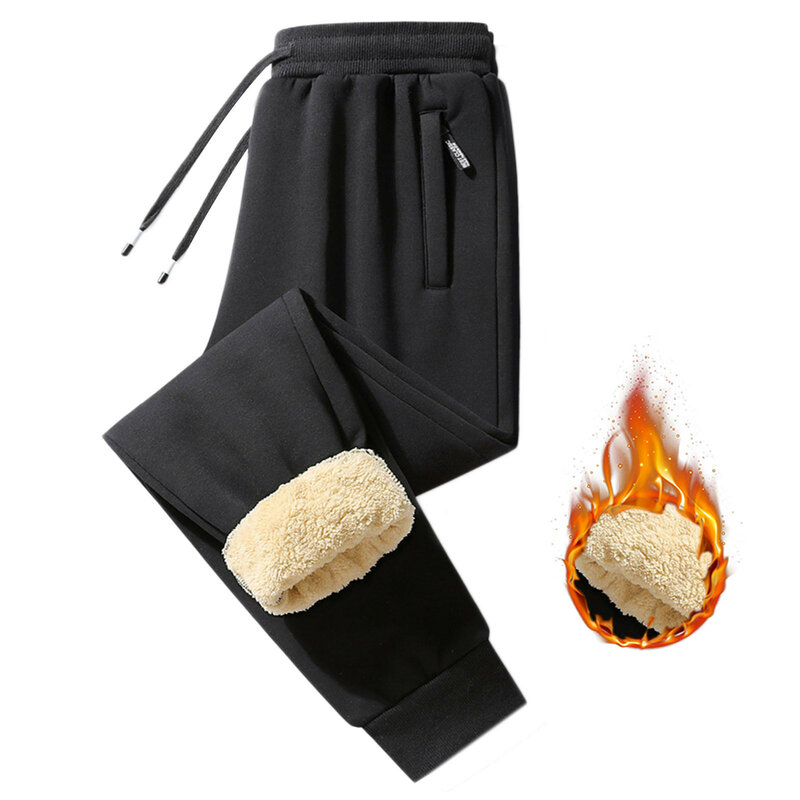 Zimowe ciepłe spodnie z owczej wełny męskie spodnie Fitness spodnie dresowe męskie solidne spodnie z polaru proste spodnie