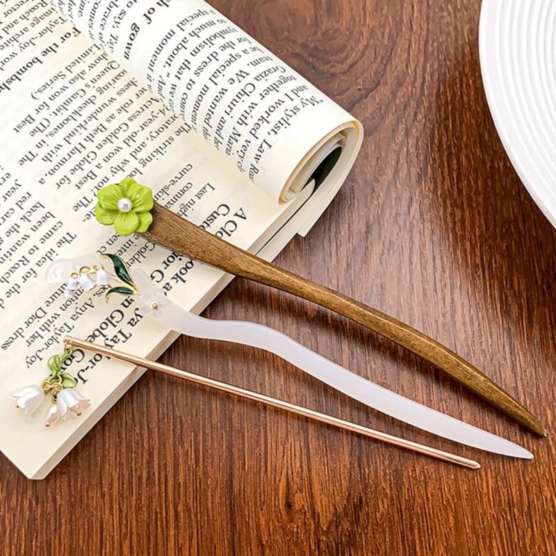 Antique Tassel Flower Hair Stick, estilo chinês Madeira Hairpin, Hanfu Acessórios, Hair Fork, Party