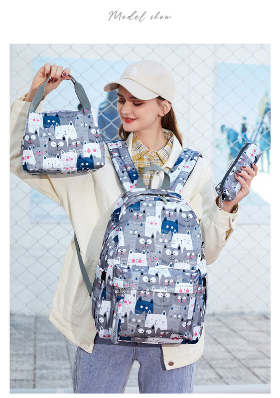 Conjunto mochila para meninas, mochilas escolares, bolsas, mochilas, casual, elementar, 3pcs