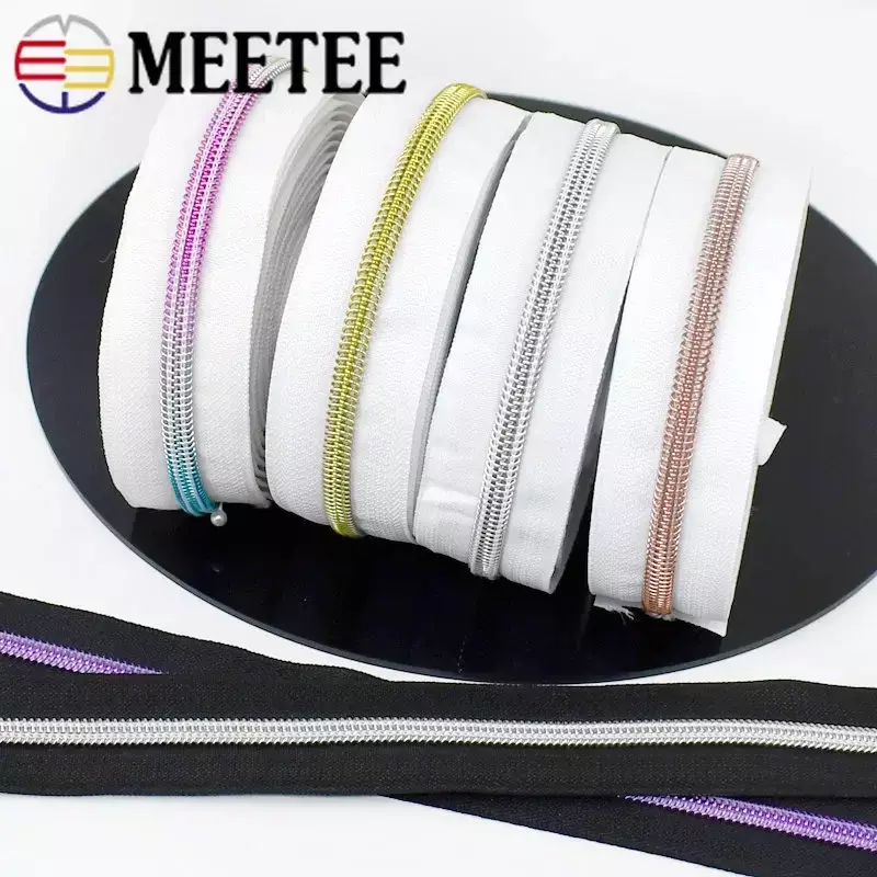 1/2/3/5/10M 3# 5# Sewing Zippers Tapes By The Meter Bag Shoes Nylon Zipper Decorative Roll Coil Zips Repair Kit DIY Accessories