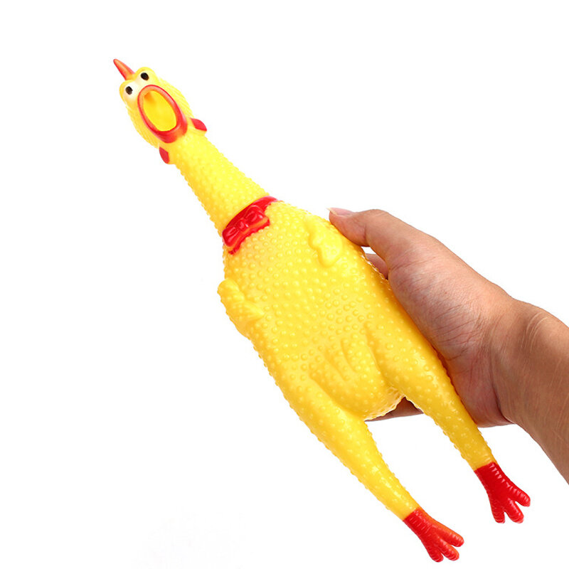 Squeak Screaming Chicken Brinquedos para Animais de Estimação, Squeeze Sound, Durável, Borracha Amarela, Vent Chicken, Engraçado, Novo, 17cm, 31cm, 40cm