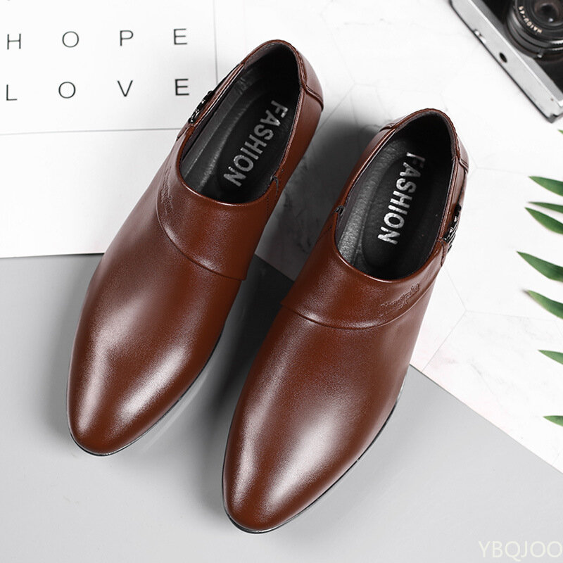 Chaussures en cuir verni pour hommes, élégantes, à plateforme, à enfiler, collection 2022