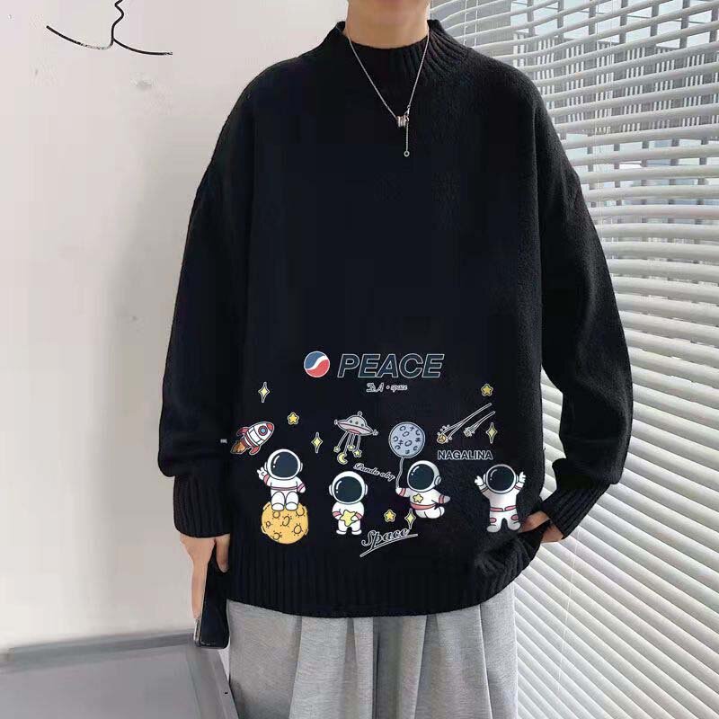 Soft Waxy Sweater Men's Autumn And Winter Thickened Inschao Brand Round Neck Bottomed Sweater Korean Loose Lazy Wind Sweater