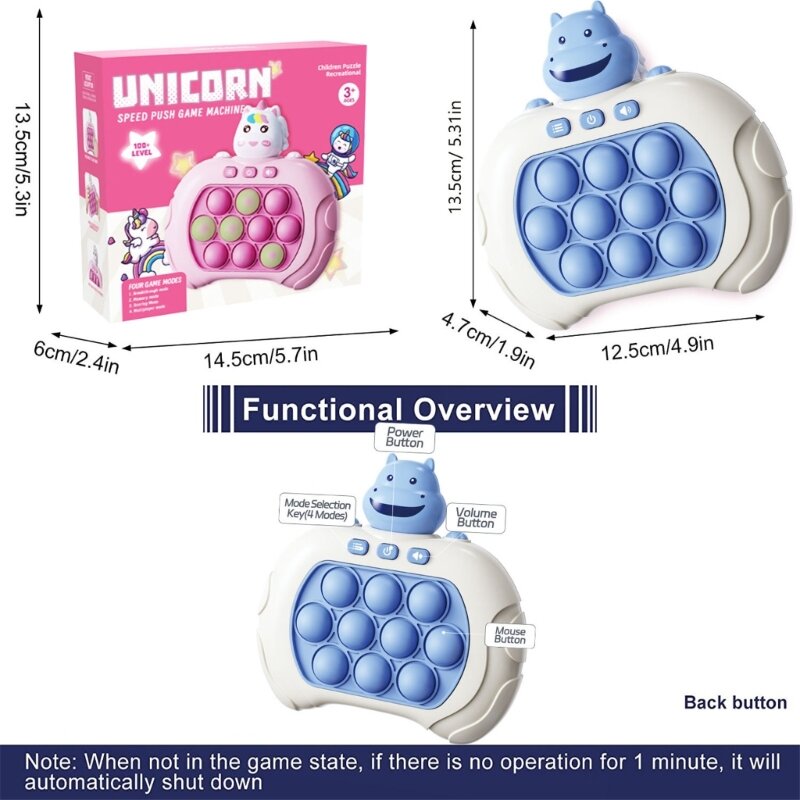 77HD Light Up Puzzle Toy Electric Handheld Game Console WackaMole Press Bubble Toy