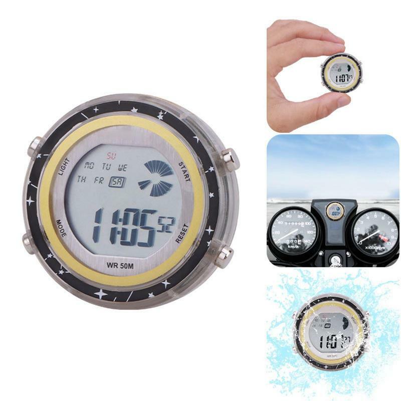 Motorcycle Digital Clock Stick On Dial Clock Dust Proof Mini Luminous Clock Ornament Watch For Motorcycles Autos Cars SUVs