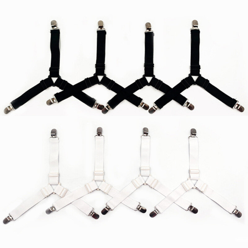 4pcs Adjustable Triangle Elastic Suspenders Gripper Belt Bed Sheet Fasteners Mattress Covers Sofa Cushion Strap Clip Home Gadget