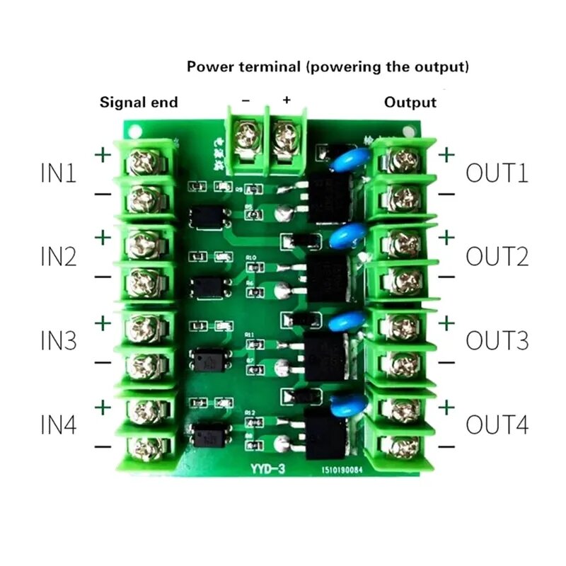 Tubo de efecto de campo de cuatro vías de control de CC, tablero de control de interruptor electrónico, interruptor de gatillo de pulso, tubo MOS, 3-20V