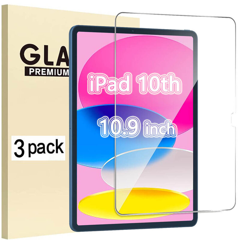 (3 Packs) Tempered Glass For Apple iPad 10 2022 10.9 10th Generation A2696 A2757 Anti-Scratch Screen Protector Tablet Film