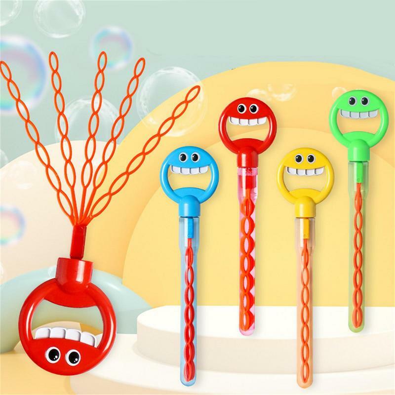 Children's Bubble Wand 32 Holes Handheld Smiling Face Bubble Stick Blower Maker Outdoor Activity Fun Soap Blowing Bubble Tool