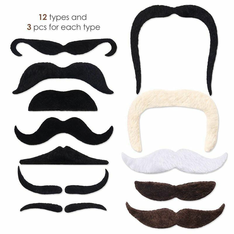 36 Pack Self Adhesive Fake Mustaches Novelty For New Year's Eve Party Supplies