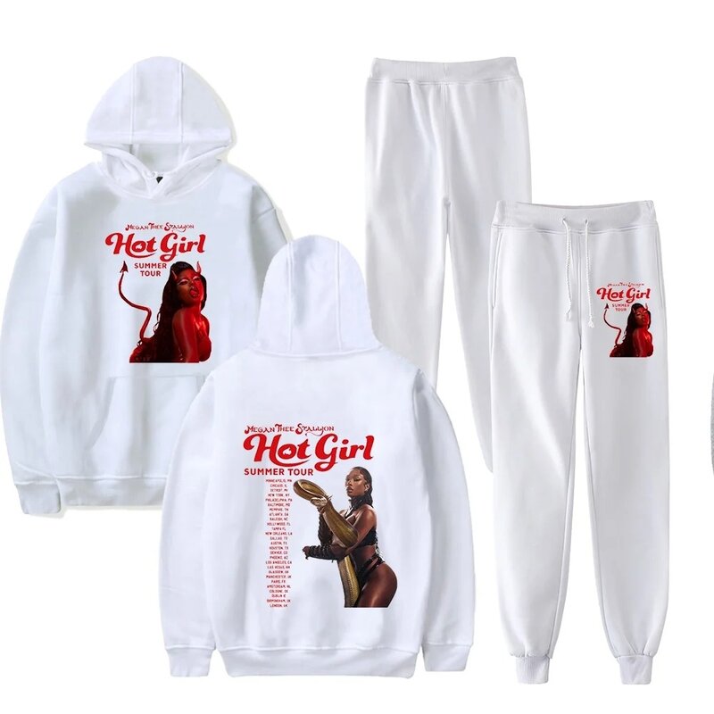 Megan Thee Hengst 2024 Hete Meid Zomer Concert Tour Merchandise Hoodie En Joggingbroek Set Pop Print Unisex Casual Straatkleding