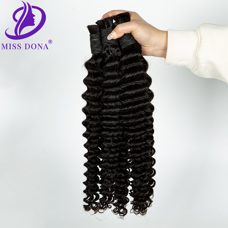 Black Hair Extension Bulk No Weft Deep Wave Bulk Hair for Wigs Virgin Human Hair Extensions Bulk Hair Salon Supply