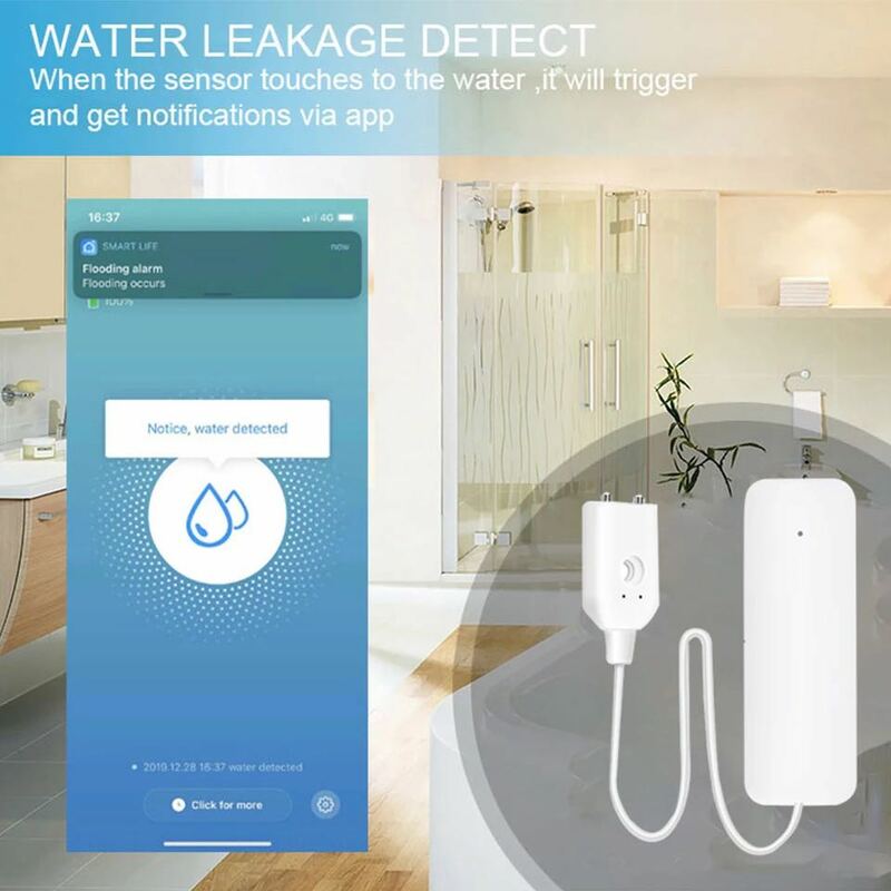 ONENUO Tuya Smart Zigbee Water Sensor Leak Detector Flood Water Leakage Alarm Work with Zigbee Hub Tuya Leakage Water Sensor