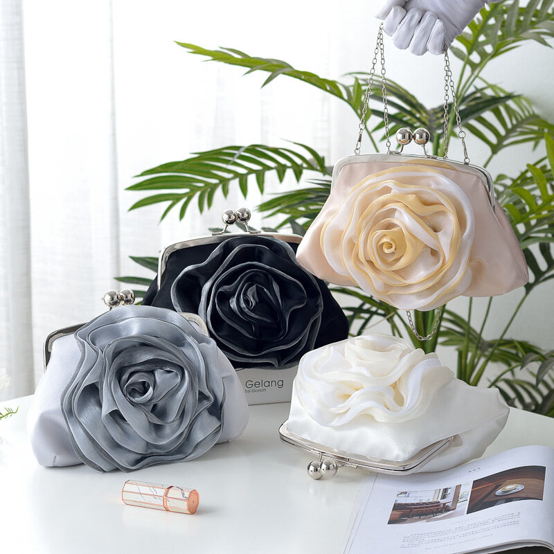 Ramo de flores artificiales para boda, Rosa Natural con cinta de satén de seda, rosa, blanco, champán, para dama de honor, fiesta nupcial