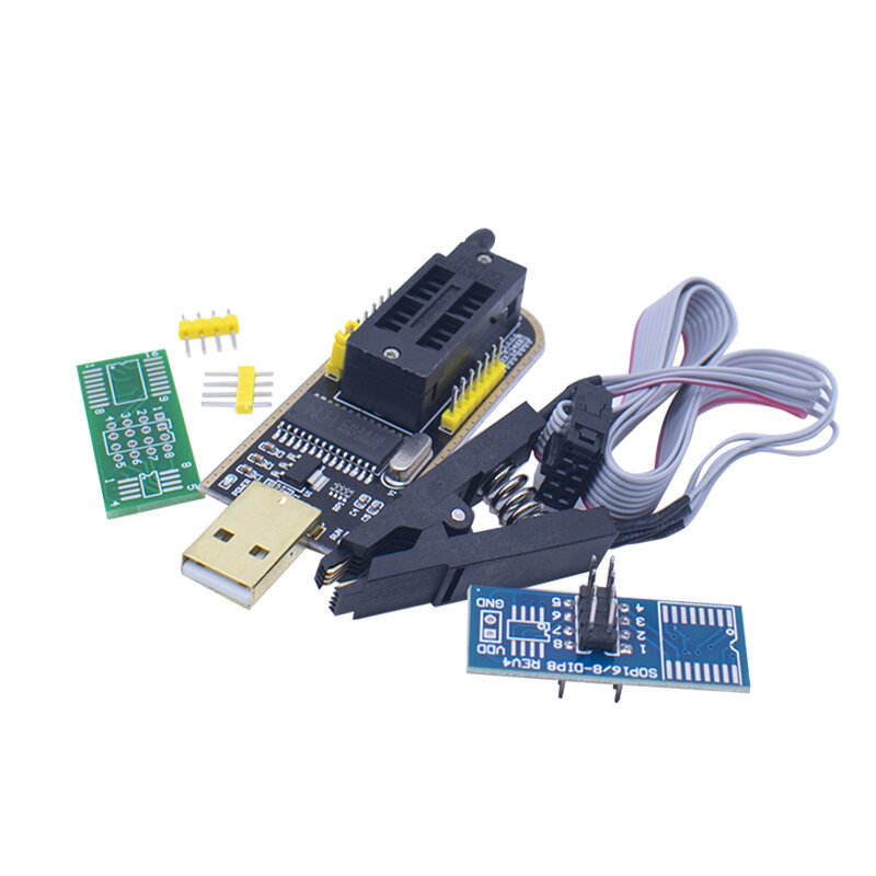 CH341B ชุด24 25 EEPROM Flash BIOS CH341 USB โปรแกรมเมอร์โมดูล + SOIC8 SOP8คลิปทดสอบสำหรับ93CXX EEPROM/25CXX/24CXX