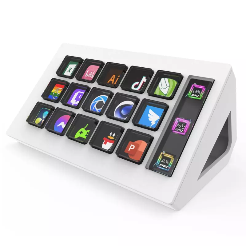 StreamDeck-Teclado LCD Touch Screen Visual, Controlador Live Content Creation, Botão Personalizado para Windows, MacOS, Android, Presente iOS, 15 Chaves