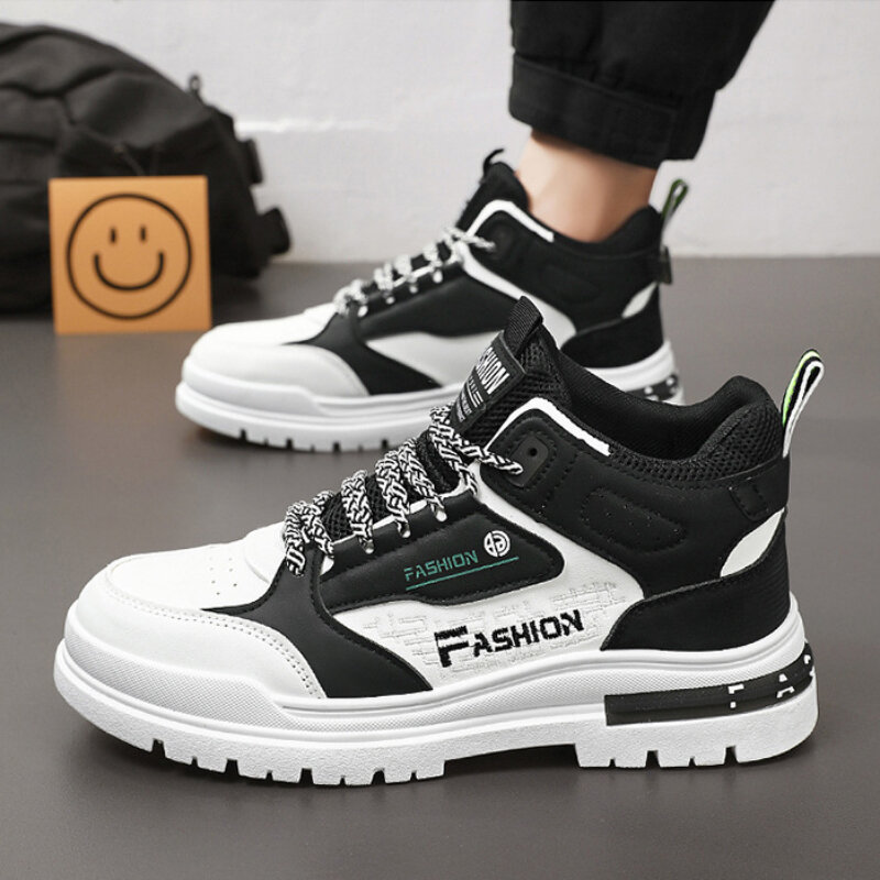 2024 New Designers PU Leather Sneakers Shoes Chunky Boots for Men Outdoor Non-slip Casual Shoes Vulcanized Shoes Zapatos Hombres