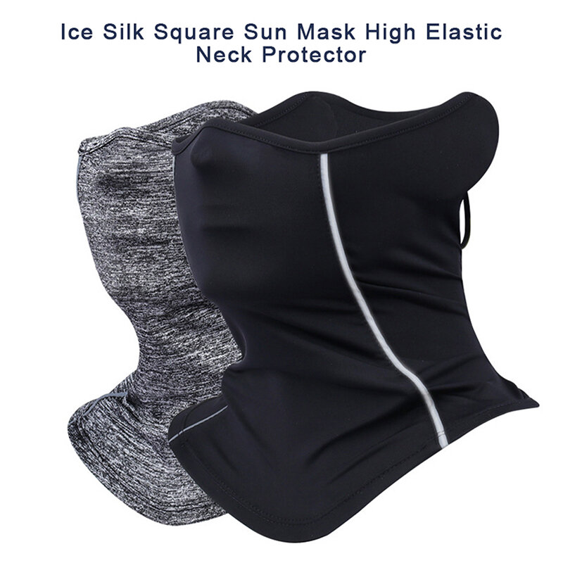 Máscara unissex de meia cara noturna, seda de gelo, gola à prova de poeira, lenço frio esportivo, protetor solar reflexivo, verão, 1pc