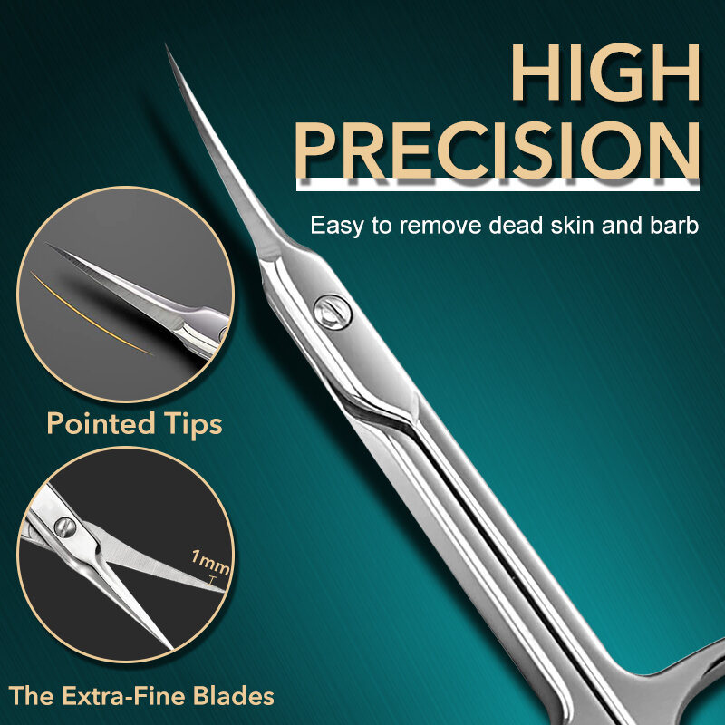 Russian Manicure Scissors Cuticle Regrowth Cut Curved Tip Nail Pedicure Grooming Professional Stainless Steel Dead Skin Remover
