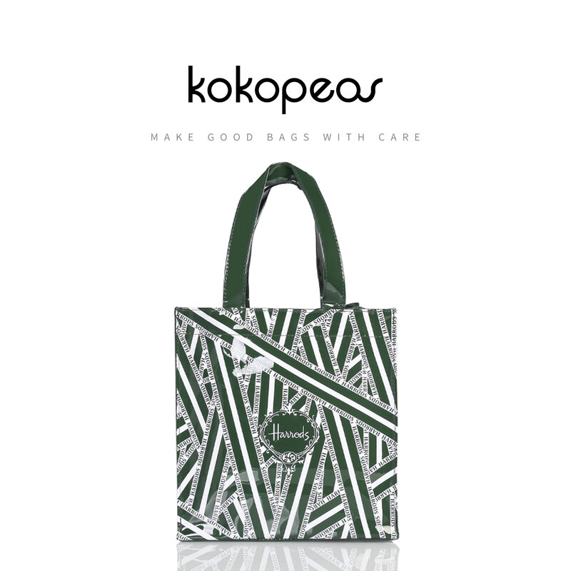Green Striped PVC Women's Tote Shopping Bag Reusable Luxury Chic Shopper  Shoulder Purse Casual Work Satchel Handbag
