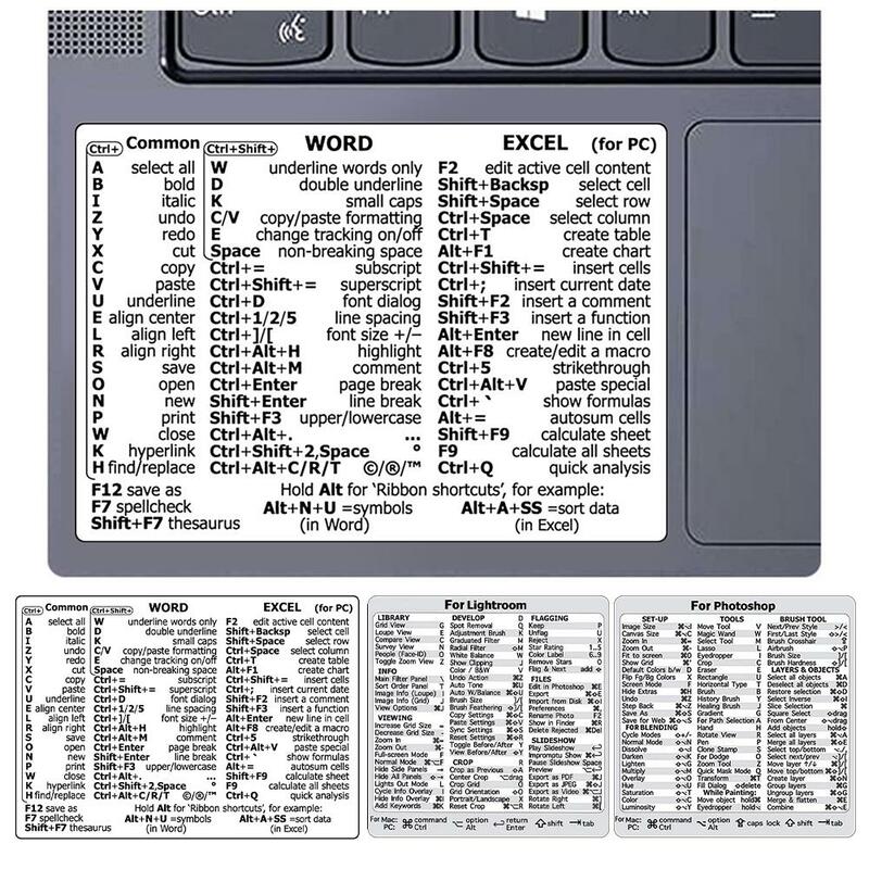 1PC Computer Reference Keyboard Shortcut Sticker Adhesive For Windows PC Laptop Desktop For Lightroom Shortcut For Macbook Short