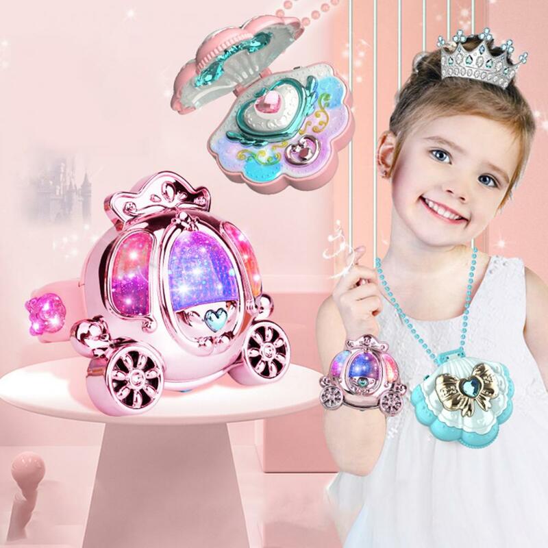 Brinquedo colar ABS com efeito sonoro para crianças, luzes brilhantes, pequeno bracelete princesa, brincadeira de papel bonita, música