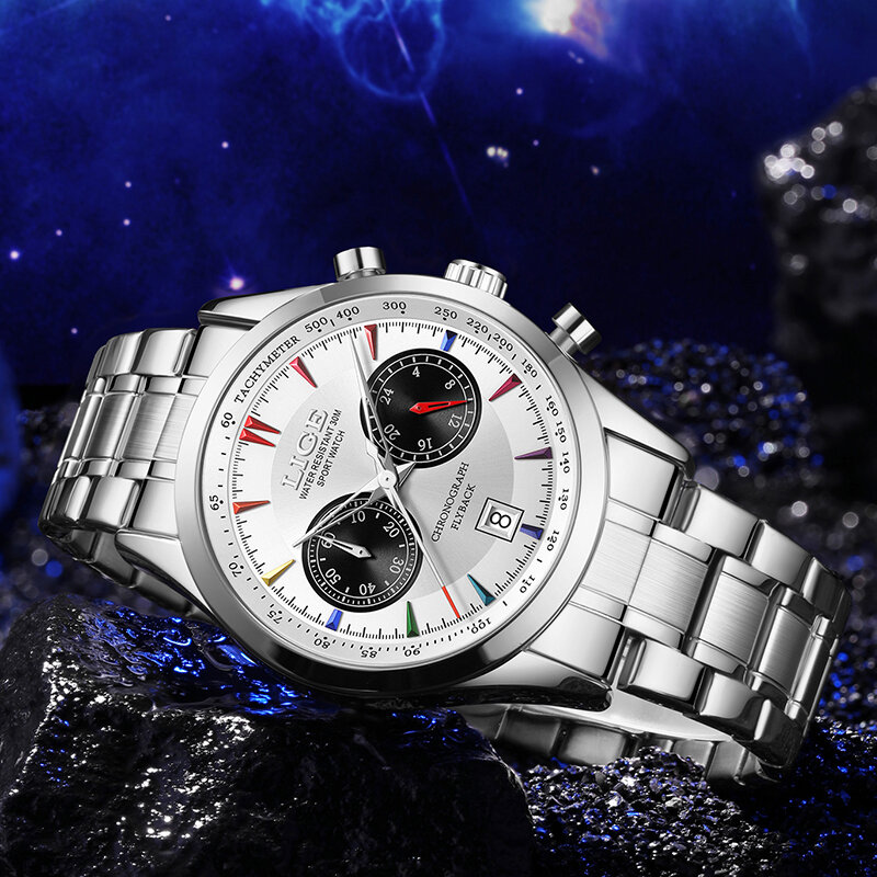LIGE Top markowe zegarki męskie klasyczne romskie tarcze luksusowy zegarek na rękę dla mężczyzny oryginalny kwarcowy wodoodporny świecący męski relo