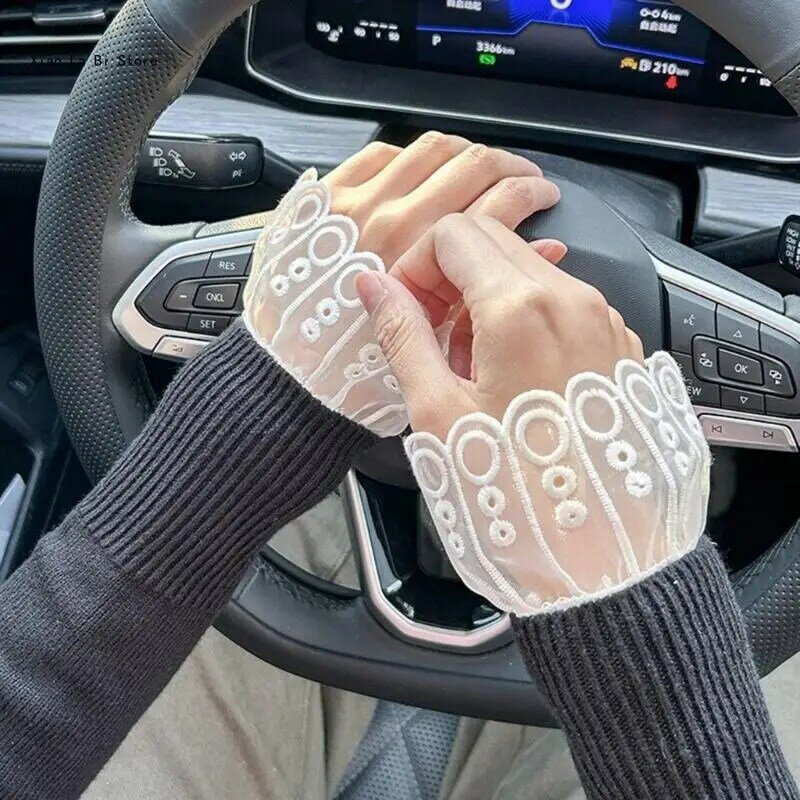 เย็บปักถักร้อยปลอมแขนแขนที่ถอดออกได้ Elastic Lace ข้อมือสำหรับเสื้อกันหนาวเสื้อนาฬิกาข้อมือ Decors หญิงของขวัญ XXFD