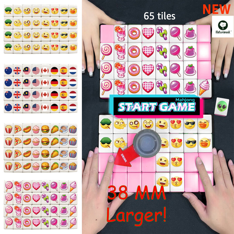 64+1 Blocks New Patterned Tiktok Seaside Escape 38mm Mahjong Game Come with Spinning Arrow and Carry Bag Unique and Fun Game