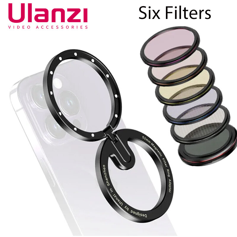 Ulanzi Filter adaptor cincin, Filter magnetik Magsafe 52mm/Filter lensa warna dapat disesuaikan VND CPL untuk Iphone 15 14 13 12 Pro Max