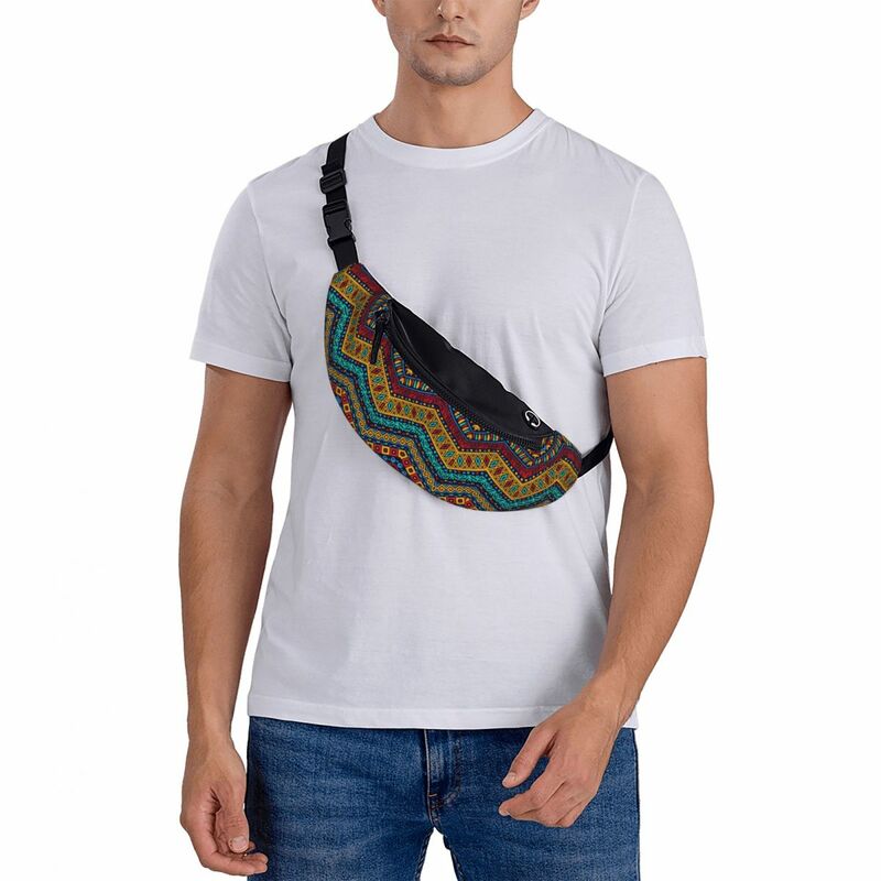 Colorful African Tribal Pattern Fanny Pack for Men Women Africa Ankara Print Crossbody Waist Bag Traveling Phone Money Pouch