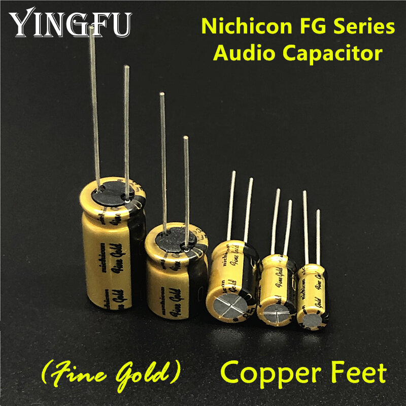 NICHICON FG 시리즈 오디오 장비용 하이파이 오디오 커패시터, 고급 금, 6.3V ~ 100V, 0.1uF ~ 470uF 사용 가능, 5 개/로트
