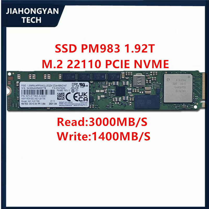 New For Samsung PM983 1.92T 3.84T SSD Solid State Drive 22110 Size Nvme Protocol Enterprise Pcie3.0  U.2