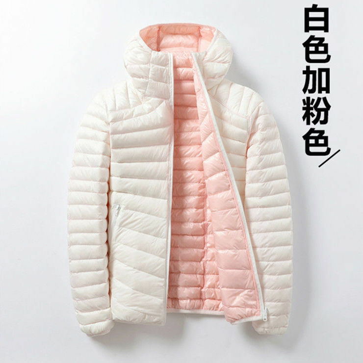 Autumn and winter new lightweight short hooded double-sided wear two-sided wear light thin down