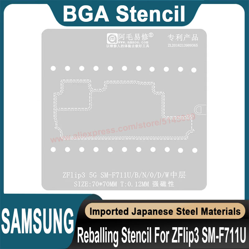 Cailloux BGA pour Samsung Galaxy Z Flip 3 5G SM-F711U/B/N/O/D/W Cailloux de replantation 18/modèle de plantation Moule de réparation de téléphone portable