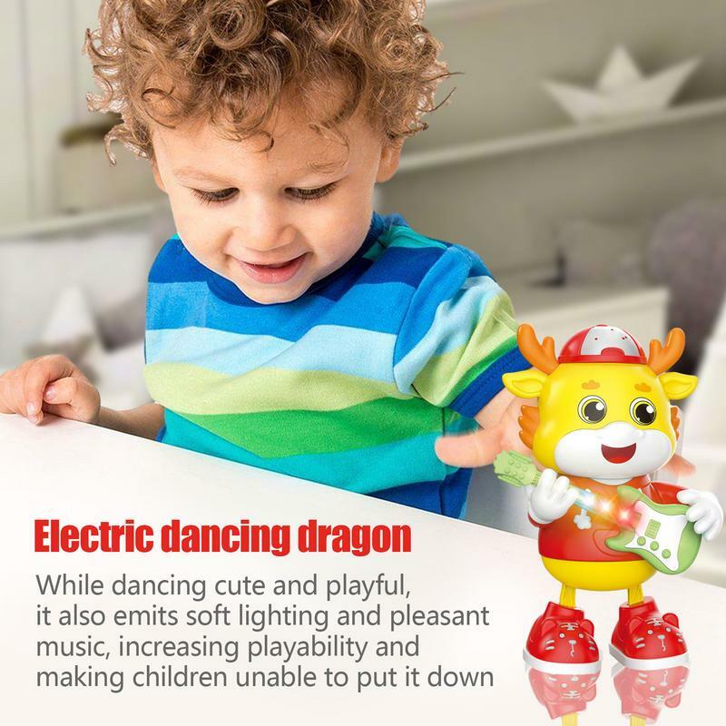 Electric Dancing Dragon Toys, Desenhos animados, elétrico, música, portátil, brinquedo educativo para meninas, meninos, crianças, criança