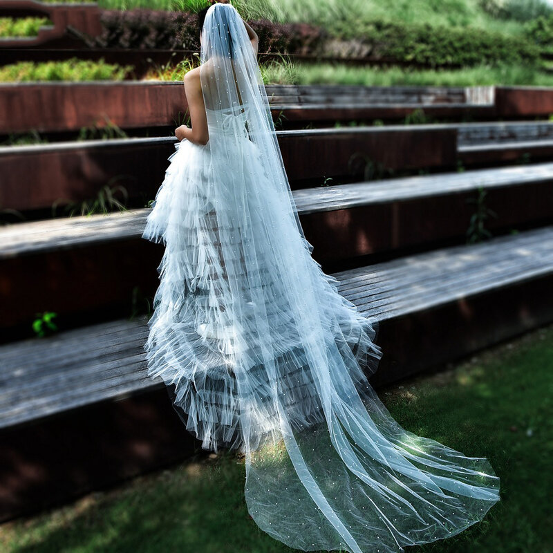 حبة بيضاء غطاء الرأس الحجاب الزفاف ، BL4022 ، حفل زفاف