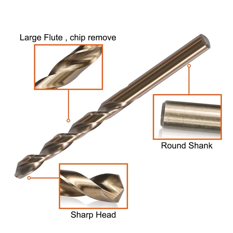 Cobalt HSS Drill Bit Set M35 Metalworking Stainless Steel Drilling Tool Accessories Metal Drilling Cutter 1-13mm Dia Round Shank