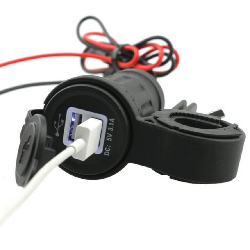 Universal Motorrad Wasserdicht Dual USB 5V/3,1 EIN Ladegerät Power Outlet Adapter mit Auto Halterung Halterung mit 60cm Kabel