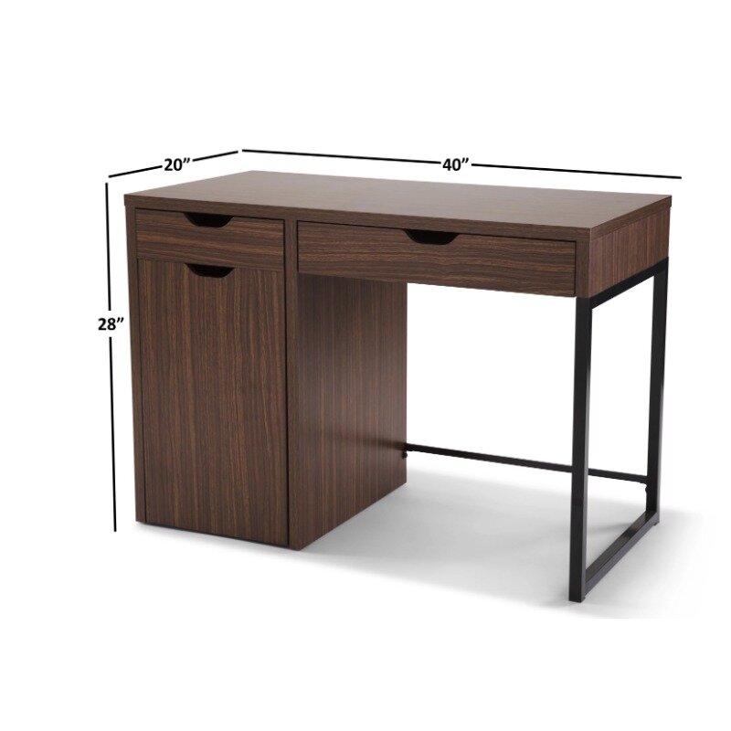 Mainstays Perkins Desk with Metal Frame, Cocoa (File Cabinet Sold Separately)