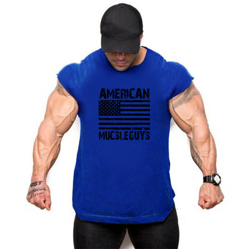 Brand Men's Cotton Singlets Muscle Clothes Workout Vest Fashion Tank Top Men Gym Sleeveless Shirt Bodybuilding Stringer Sports