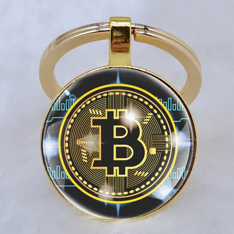 2023 Fashion Bitcoin Design Glass Cabochon ciondolo in metallo portachiavi da donna classico da uomo portachiavi gioielli portachiavi regalo Memorial