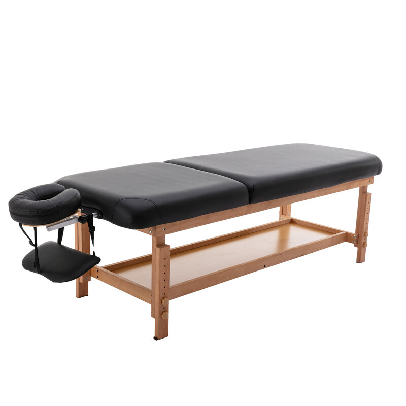 Stacjonarny stół do masażu leczenie Clincal łóżko kosmetyczne/PU Spa łóżko, czarny