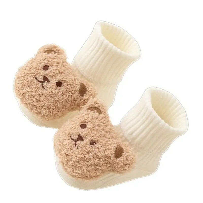 1 Pair Non Slip Socks for 0-12M Babies Anti Skid Cotton Socks Strong Grips