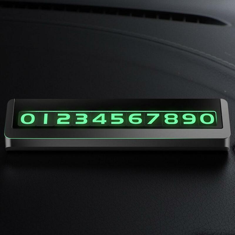 야광 자동차 임시 주차 카드 플레이트, 범용 야간 스티커, 회전 전화 액세서리, 알루미늄 라이트 번호 플레이트, W8R8