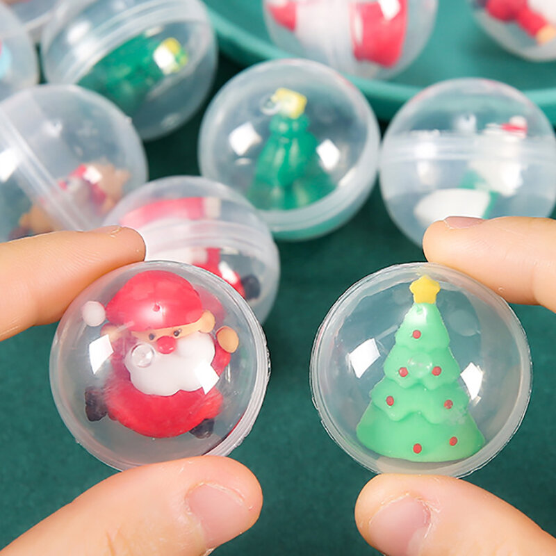 Creative Mini Christmas Doll Twisted Egg Toys Wholesale Transparent 32mm Santa Elk Spinning Egg Toy Kids Game Interactive Gifts